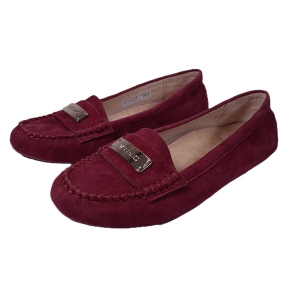 Vionic 456 Sydney Loafers Women 7 Dark Red Suede Leather Slip On Moc TVW4105 - Picture 1 of 14